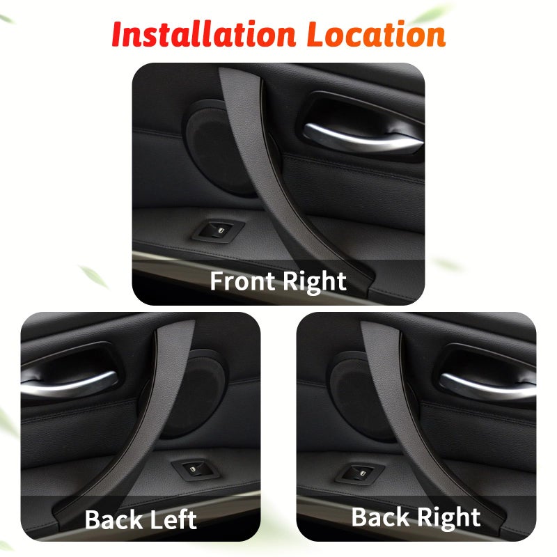 BJchiwu 6PCS/Set Interior Inner Inside Door Pull Sticky Handle Cover for BMW 3 Series E90/E91/E92/E93 320 325 328 335 330 M3 (2004-2011) Left and Right Passenger Side (Black) - Image 3